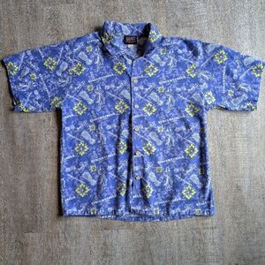 Vintage Las Vegas Circus Circus 90's Hawaiian tiki hula girl button down S/M